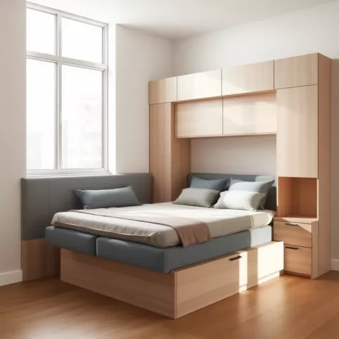 Łóżko w szafie 160 z sofą