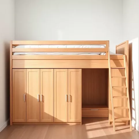 Łóżko z antresola i szafą